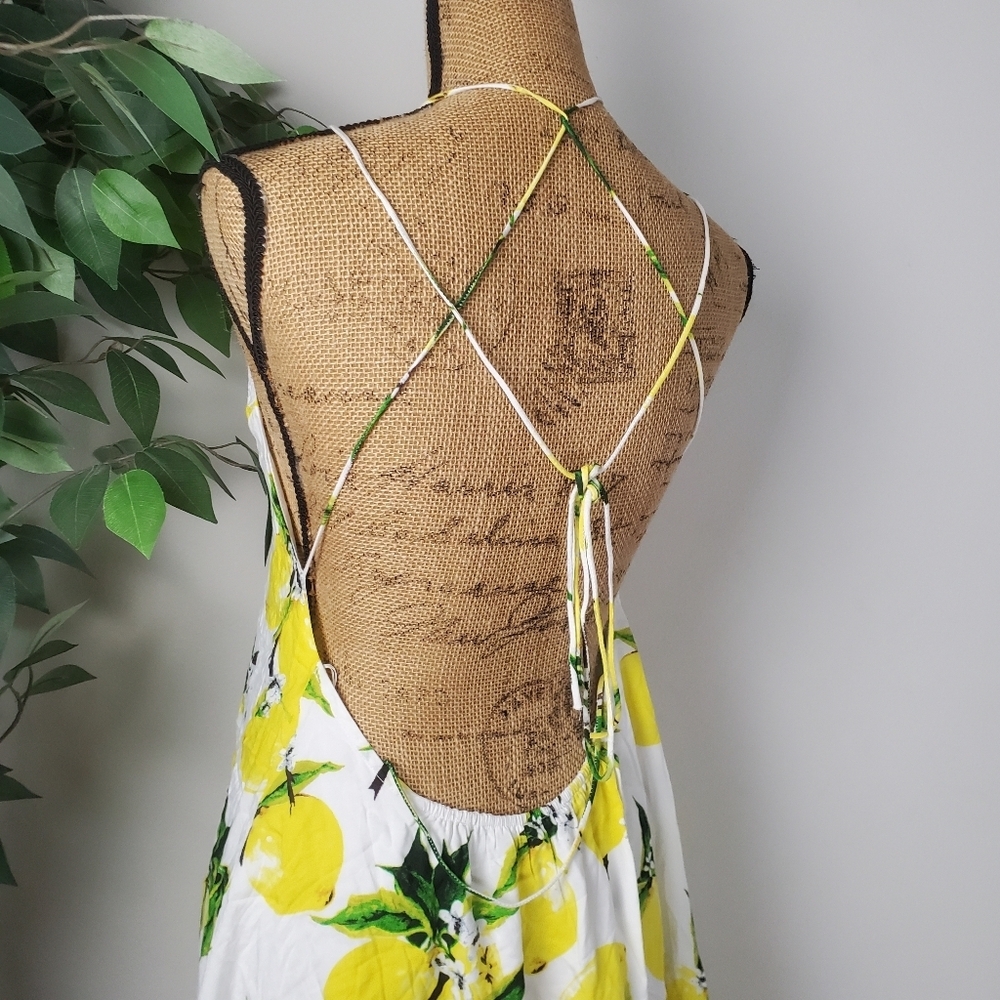 Lemon Print Halter Dress Women's Size Medium - Picture 7 of 11